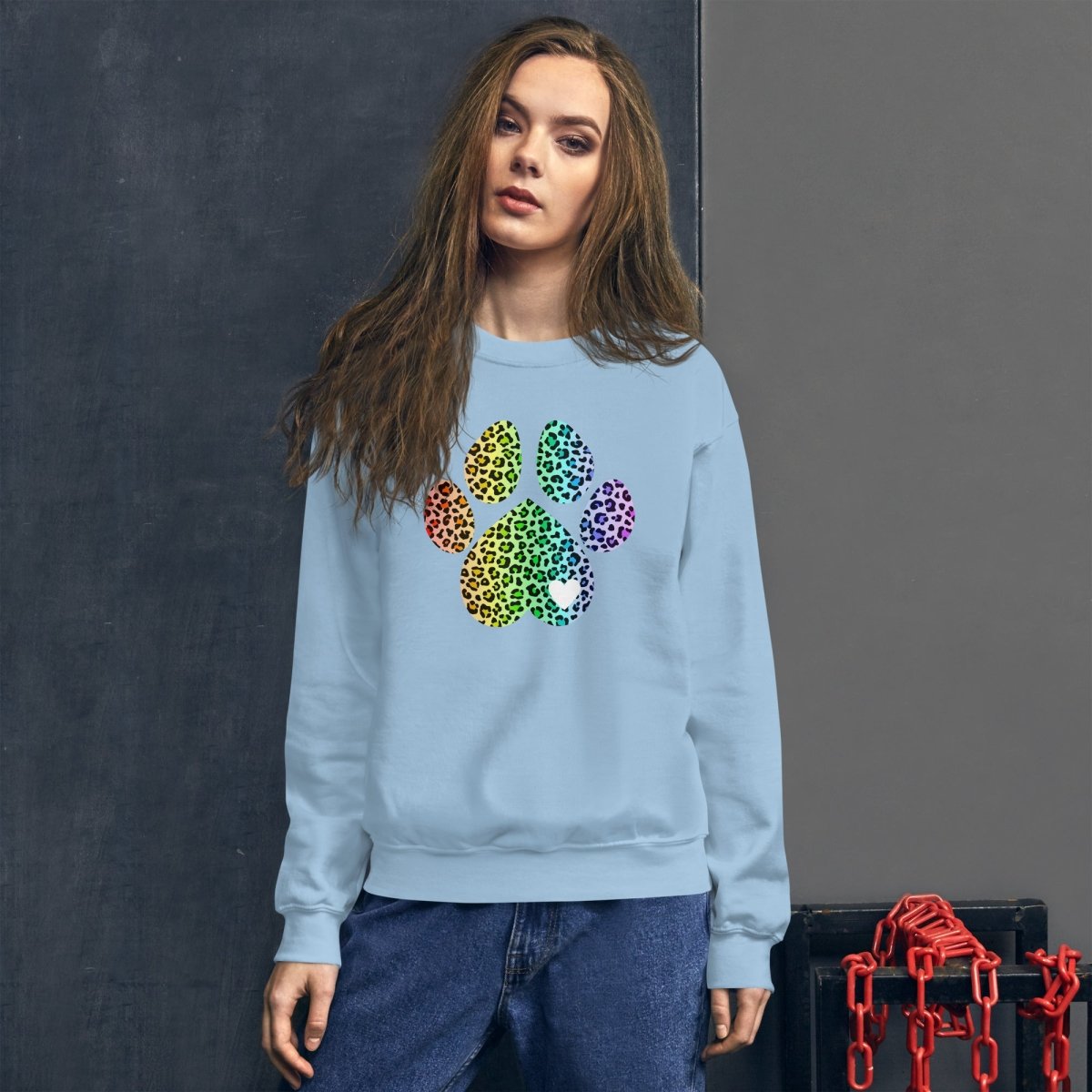 Rainbow Leopard Dog Paw Sweatshirt