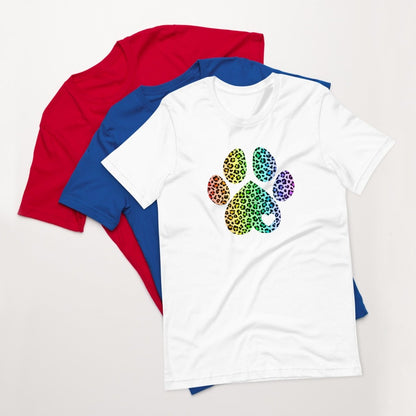 Rainbow Leopard Dog Paw T-Shirt