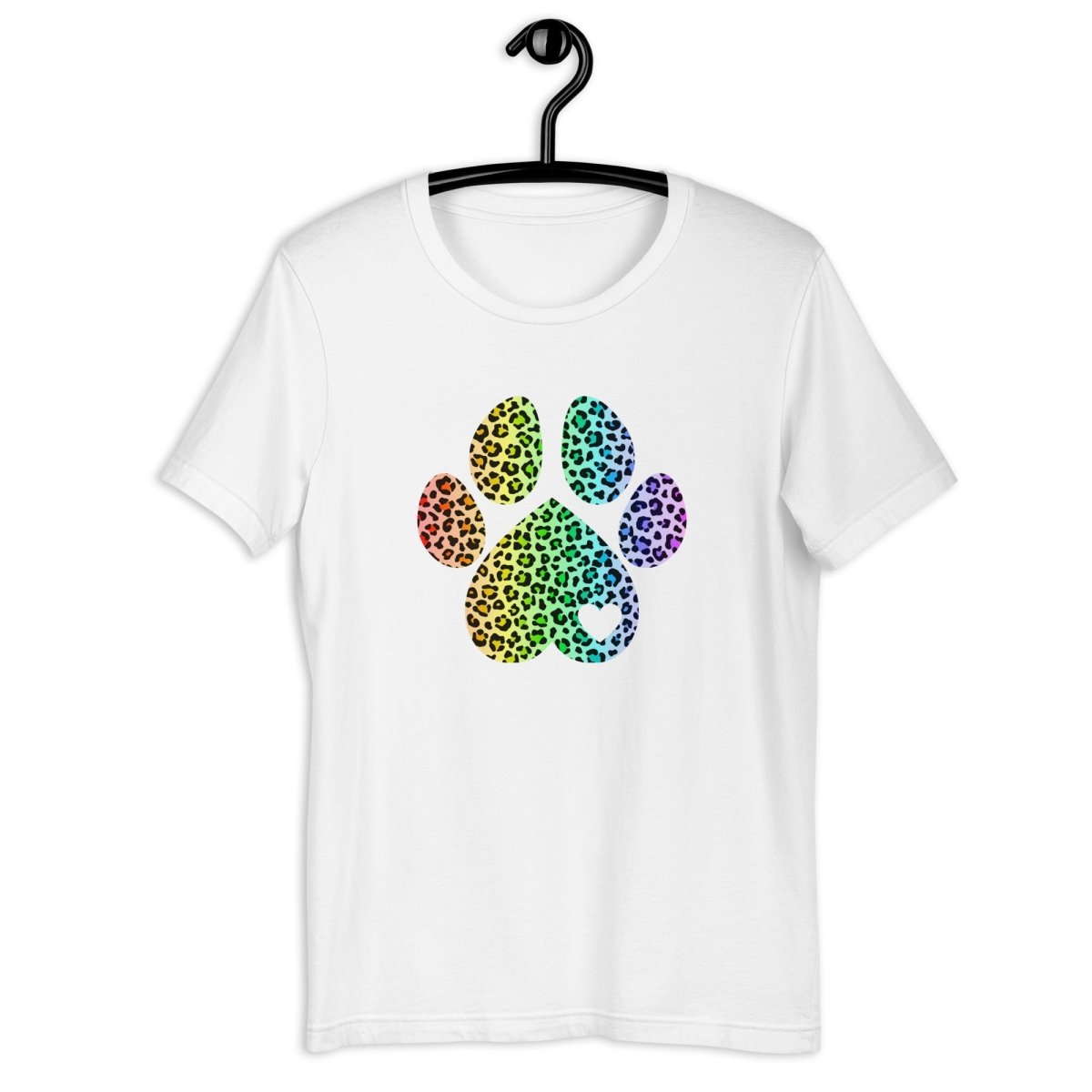 Rainbow Leopard Dog Paw T-Shirt
