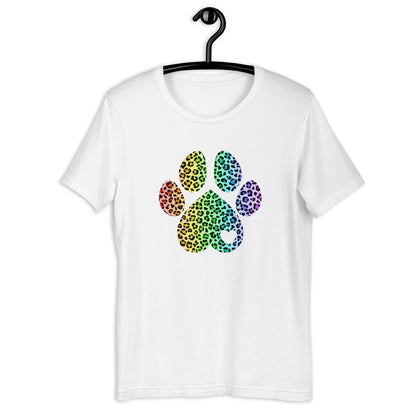 Rainbow Leopard Dog Paw T-Shirt