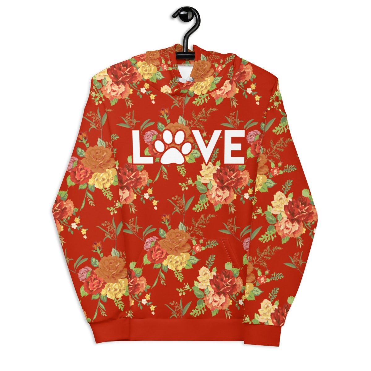 Red Floral Dog Mom Hoodie