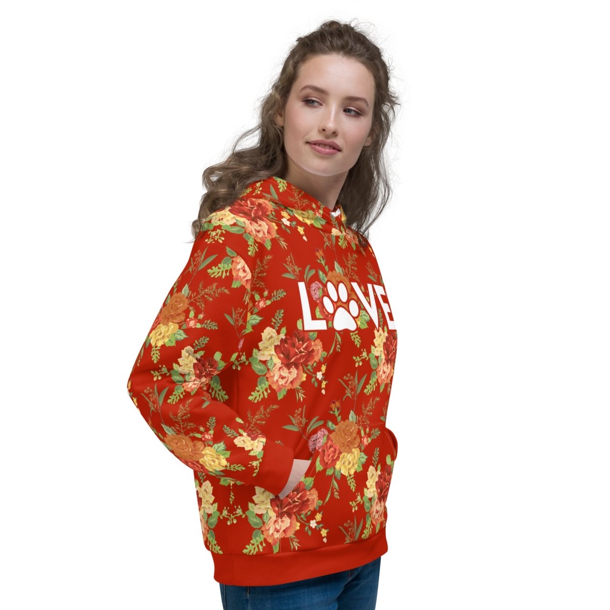 Red Floral Dog Mom Hoodie