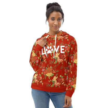 Red Floral Dog Mom Hoodie