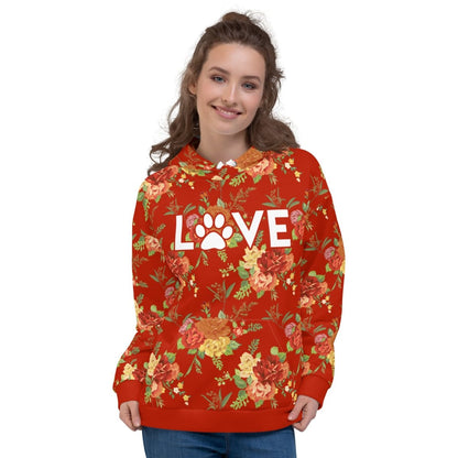 Red Floral Dog Mom Hoodie