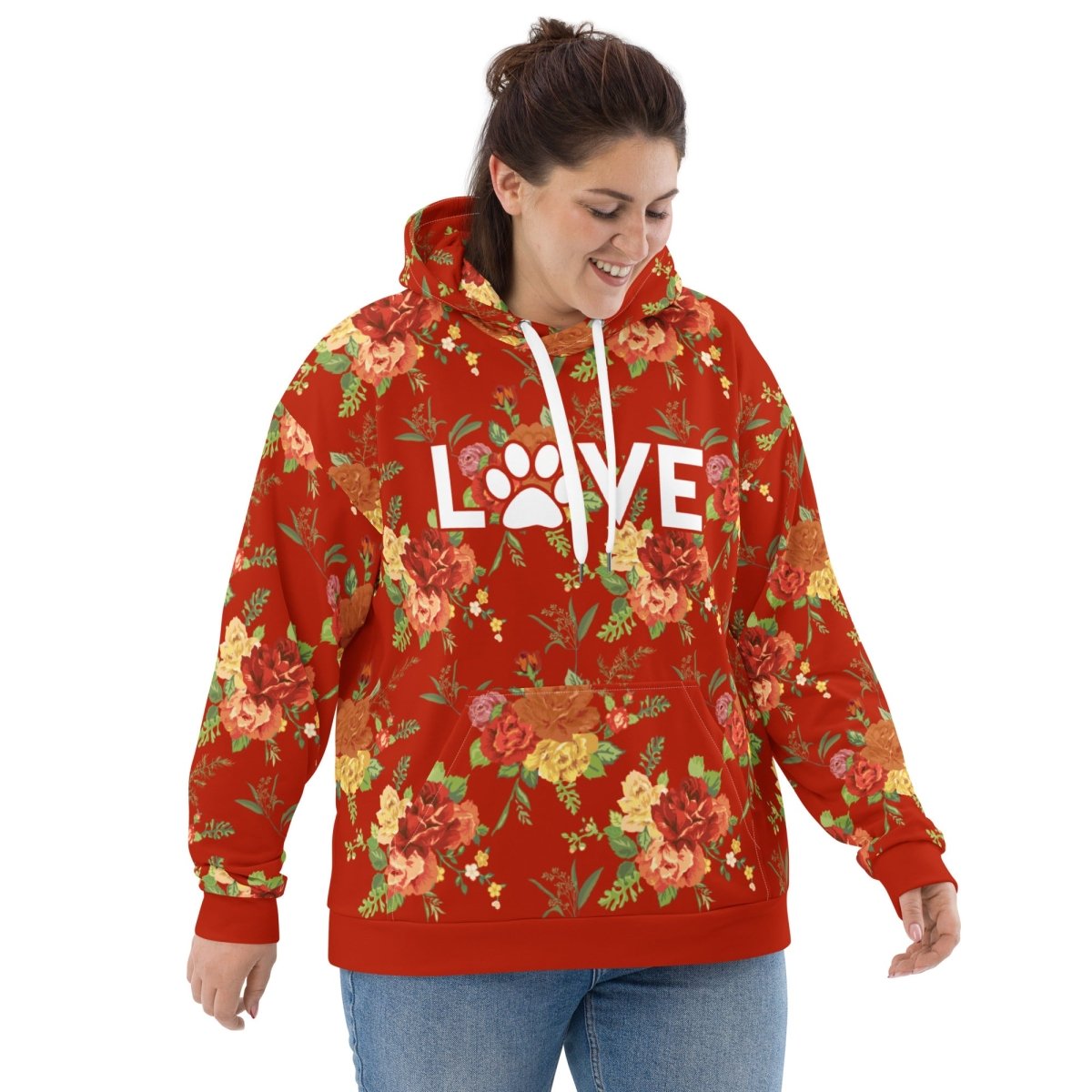 Red Floral Dog Mom Hoodie