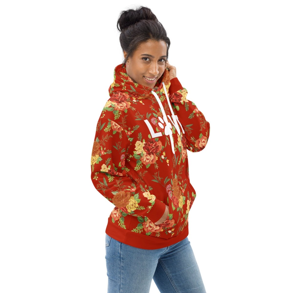 Red Floral Dog Mom Hoodie