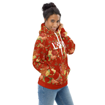 Red Floral Dog Mom Hoodie