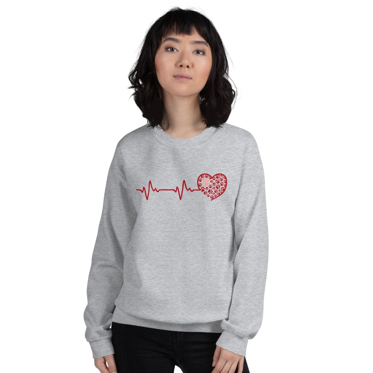 Red Heartbeat Dog Paws Sweatshirt