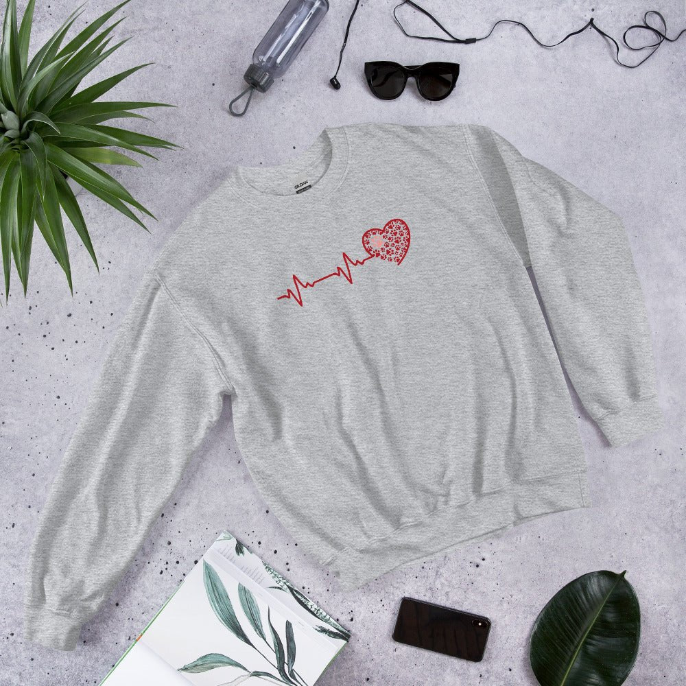 Red Heartbeat Dog Paws Sweatshirt