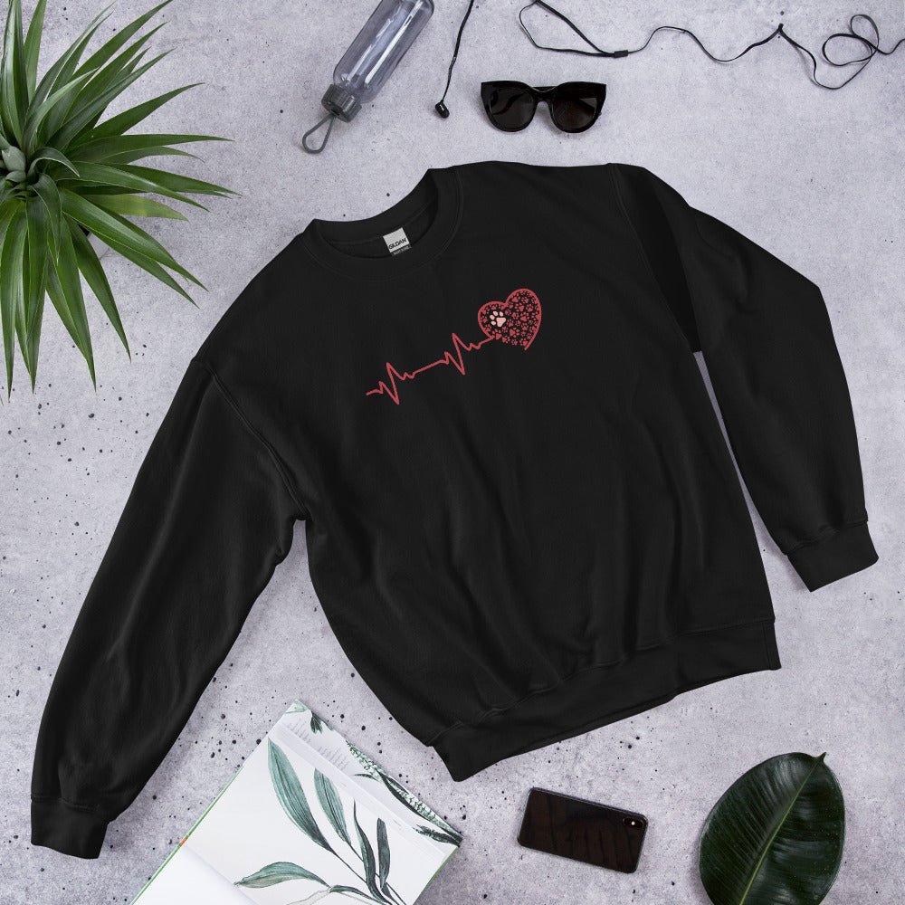 Red Heartbeat Dog Paws Sweatshirt