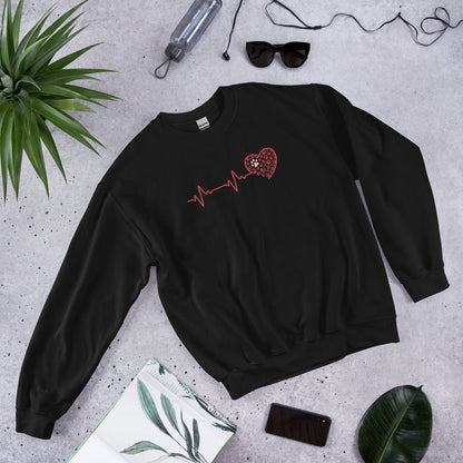 Red Heartbeat Dog Paws Sweatshirt