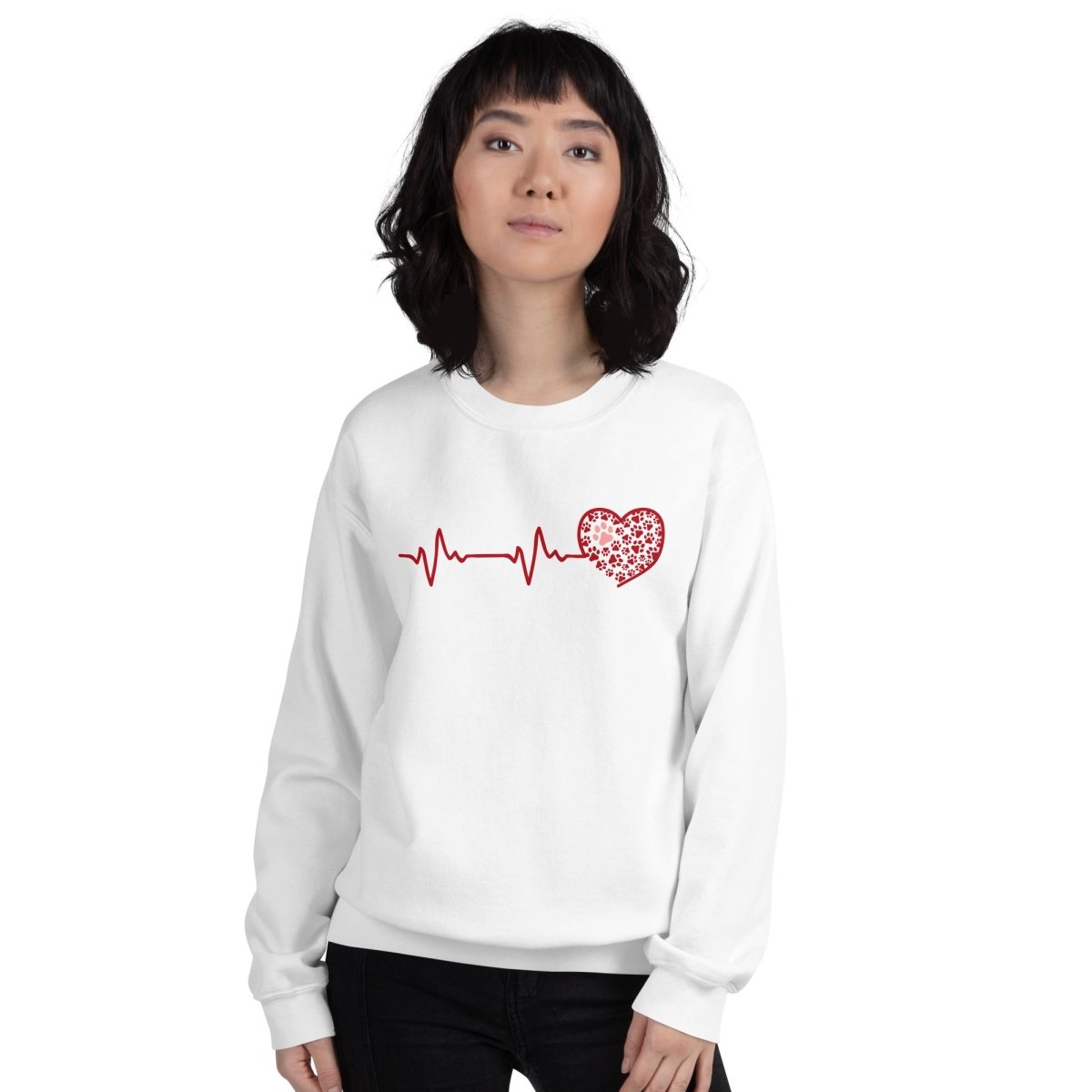 Red Heartbeat Dog Paws Sweatshirt