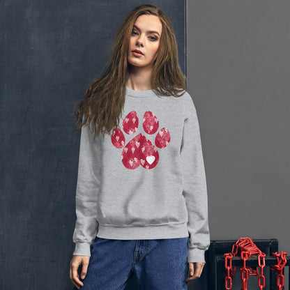 Red Hearts Dog Paw Sweatshirt