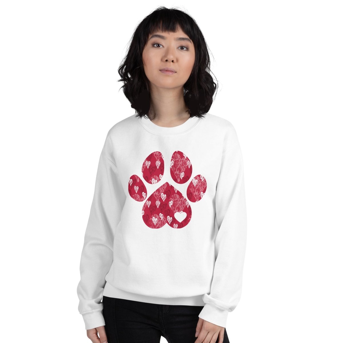 Red Hearts Dog Paw Sweatshirt