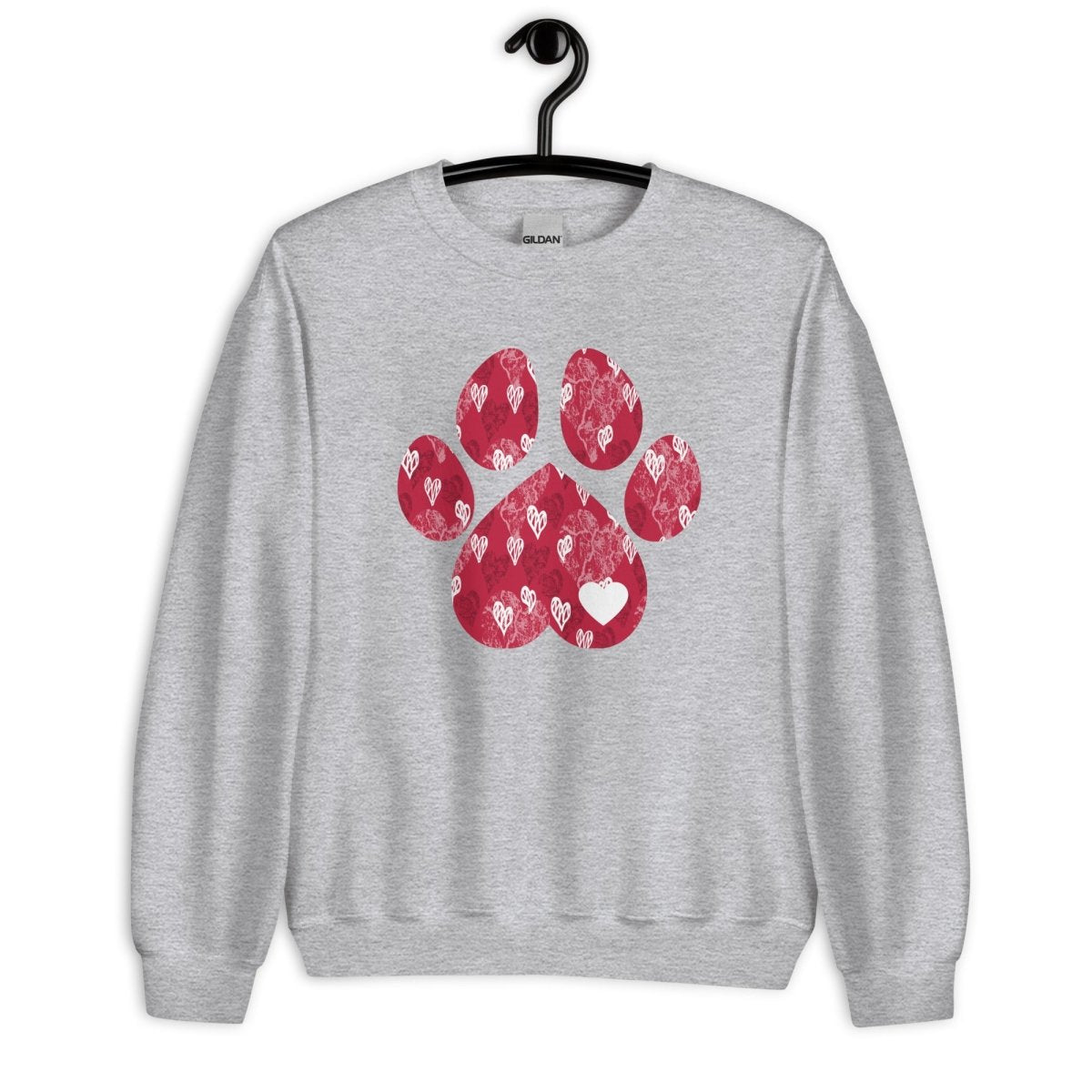 Red Hearts Dog Paw Sweatshirt