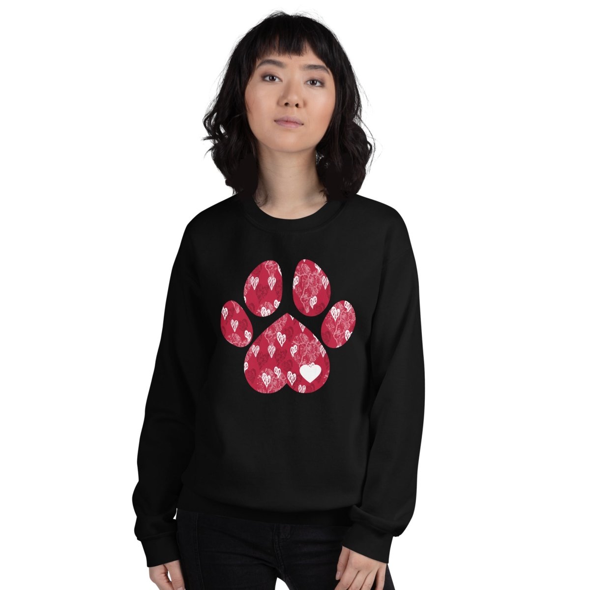 Red Hearts Dog Paw Sweatshirt