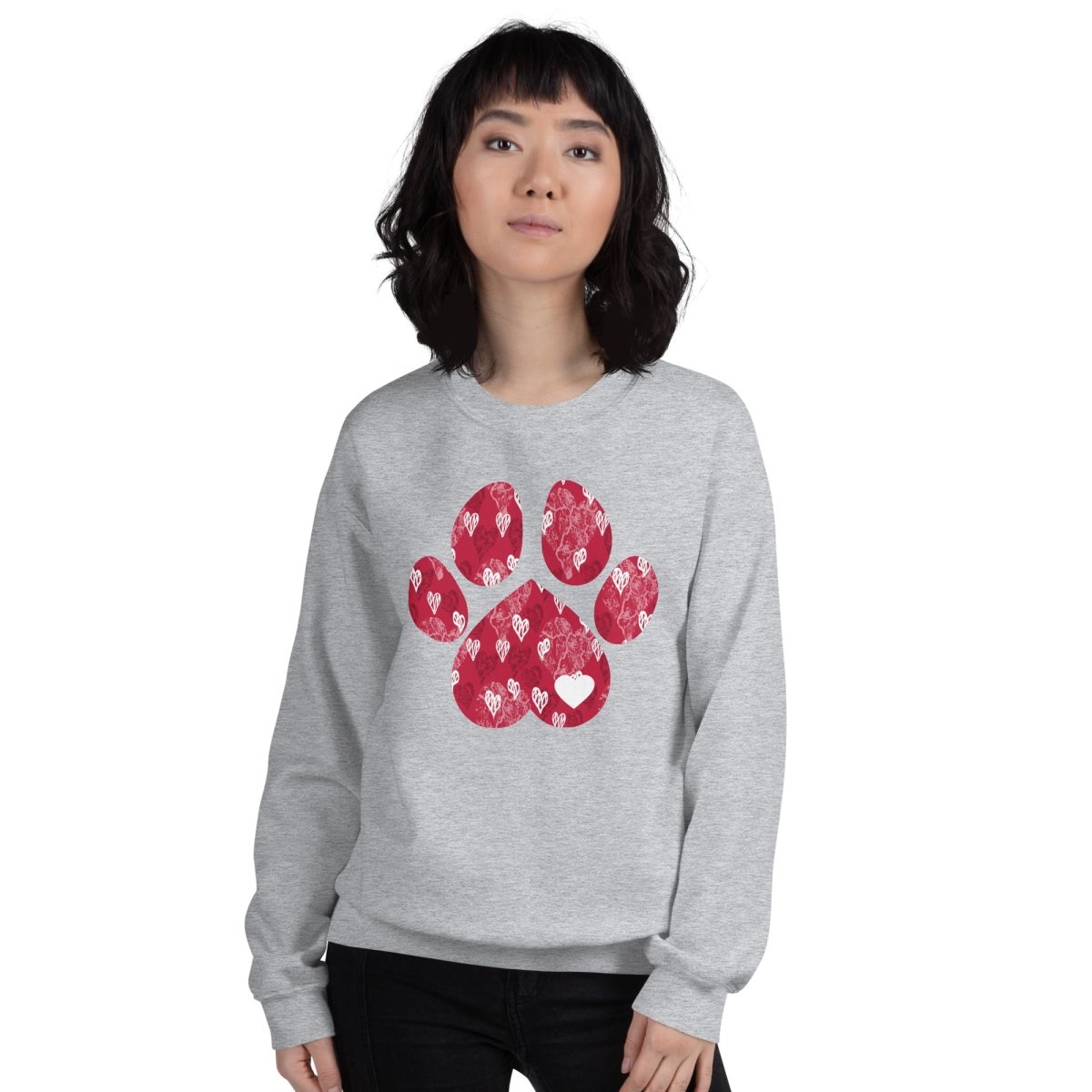 Red Hearts Dog Paw Sweatshirt