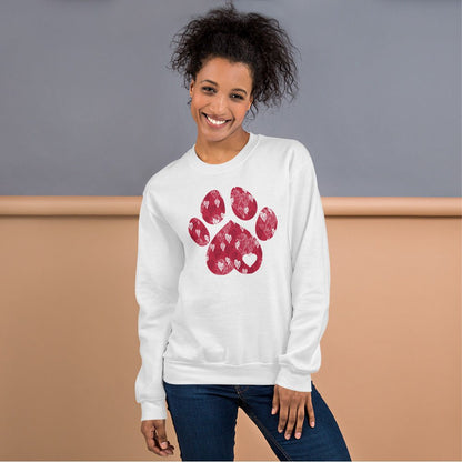 Red Hearts Dog Paw Sweatshirt