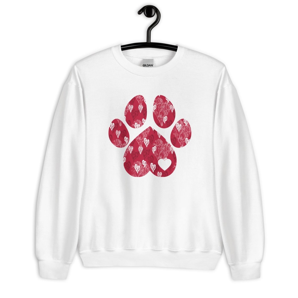 Red Hearts Dog Paw Sweatshirt