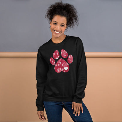 Red Hearts Dog Paw Sweatshirt