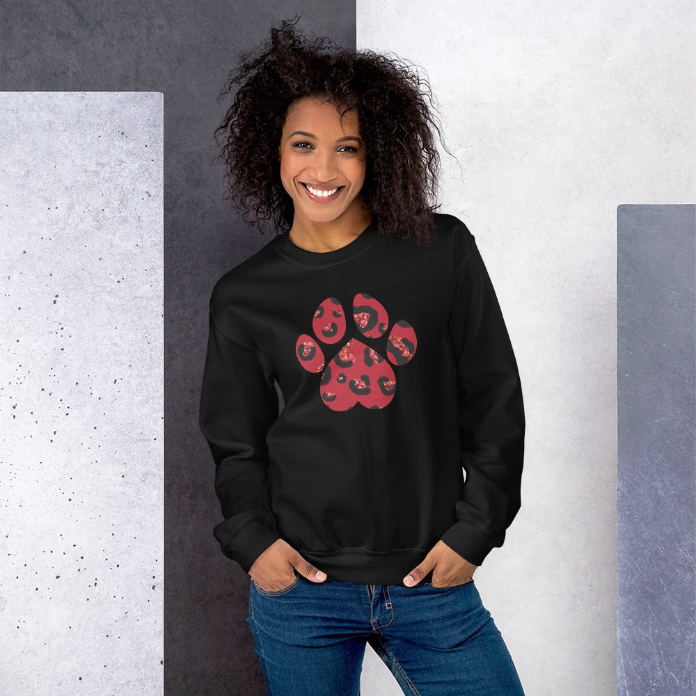 Red Leopard Print Dog Paw Sweatshirt