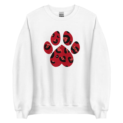 Red Leopard Print Dog Paw Sweatshirt