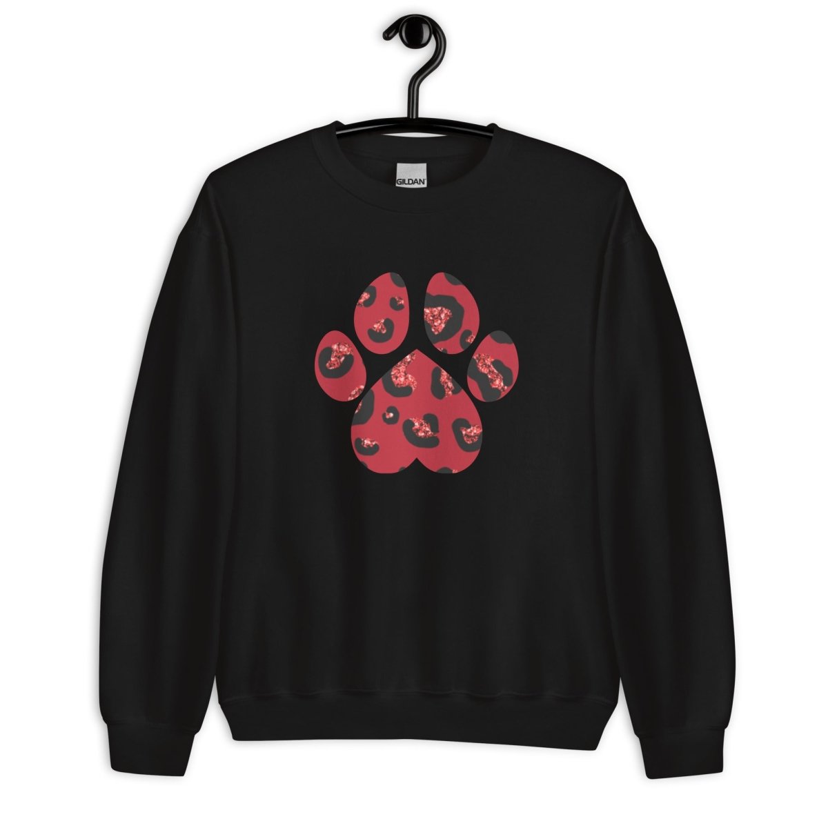 Red Leopard Print Dog Paw Sweatshirt