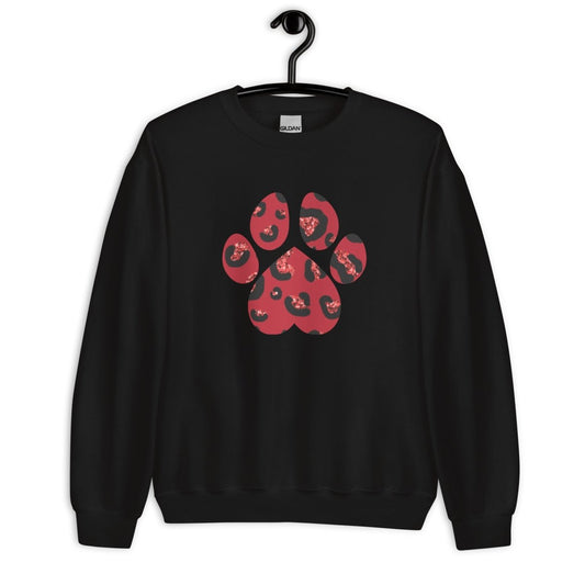 Red Leopard Print Dog Paw Sweatshirt