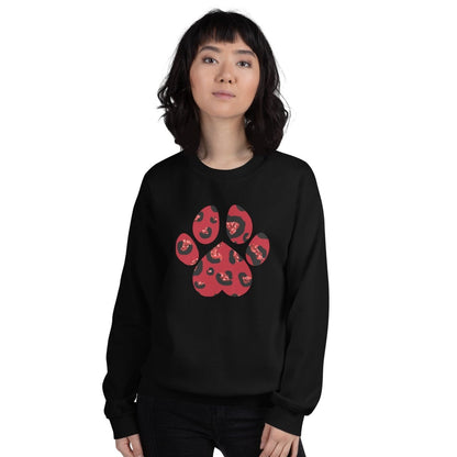 Red Leopard Print Dog Paw Sweatshirt