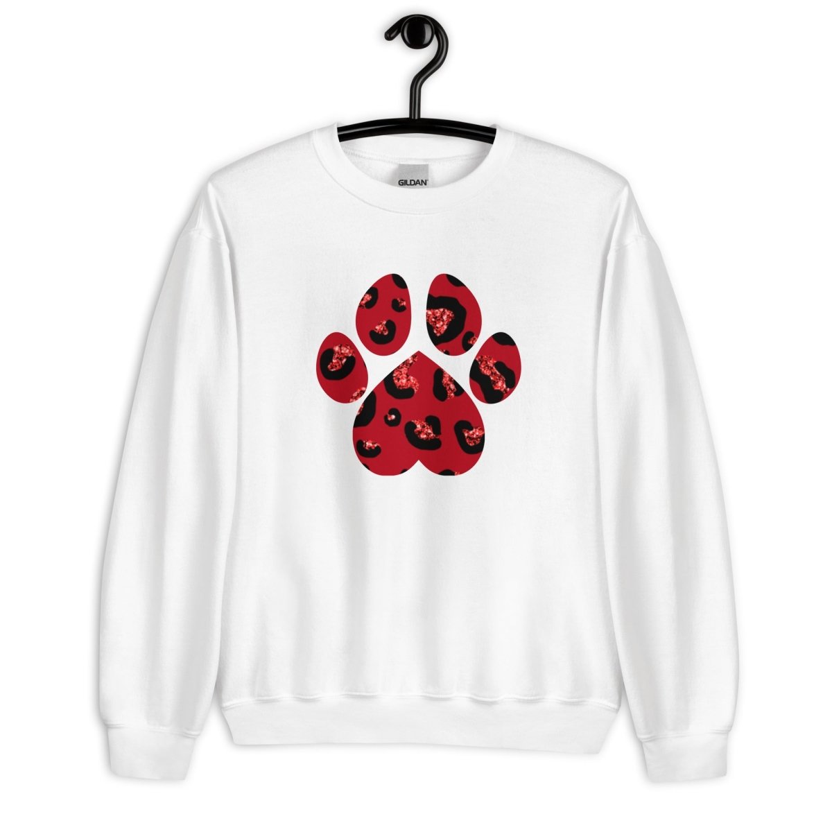 Red Leopard Print Dog Paw Sweatshirt