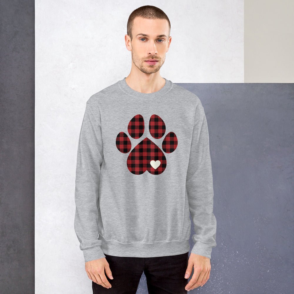 Red Plaid Dog Paw Sweatshirt