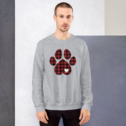 Red Plaid Dog Paw Sweatshirt