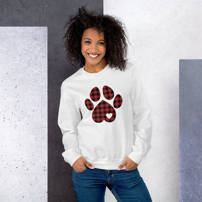 Red Plaid Dog Paw Sweatshirt