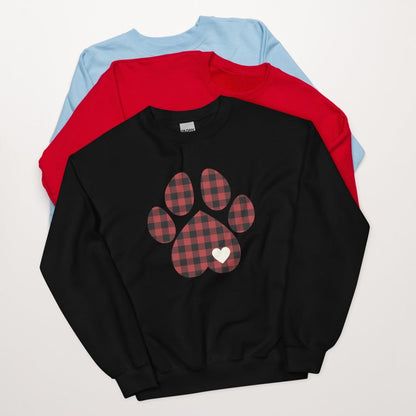 Red Plaid Dog Paw Sweatshirt