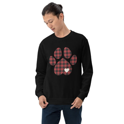 Red Plaid Dog Paw Sweatshirt