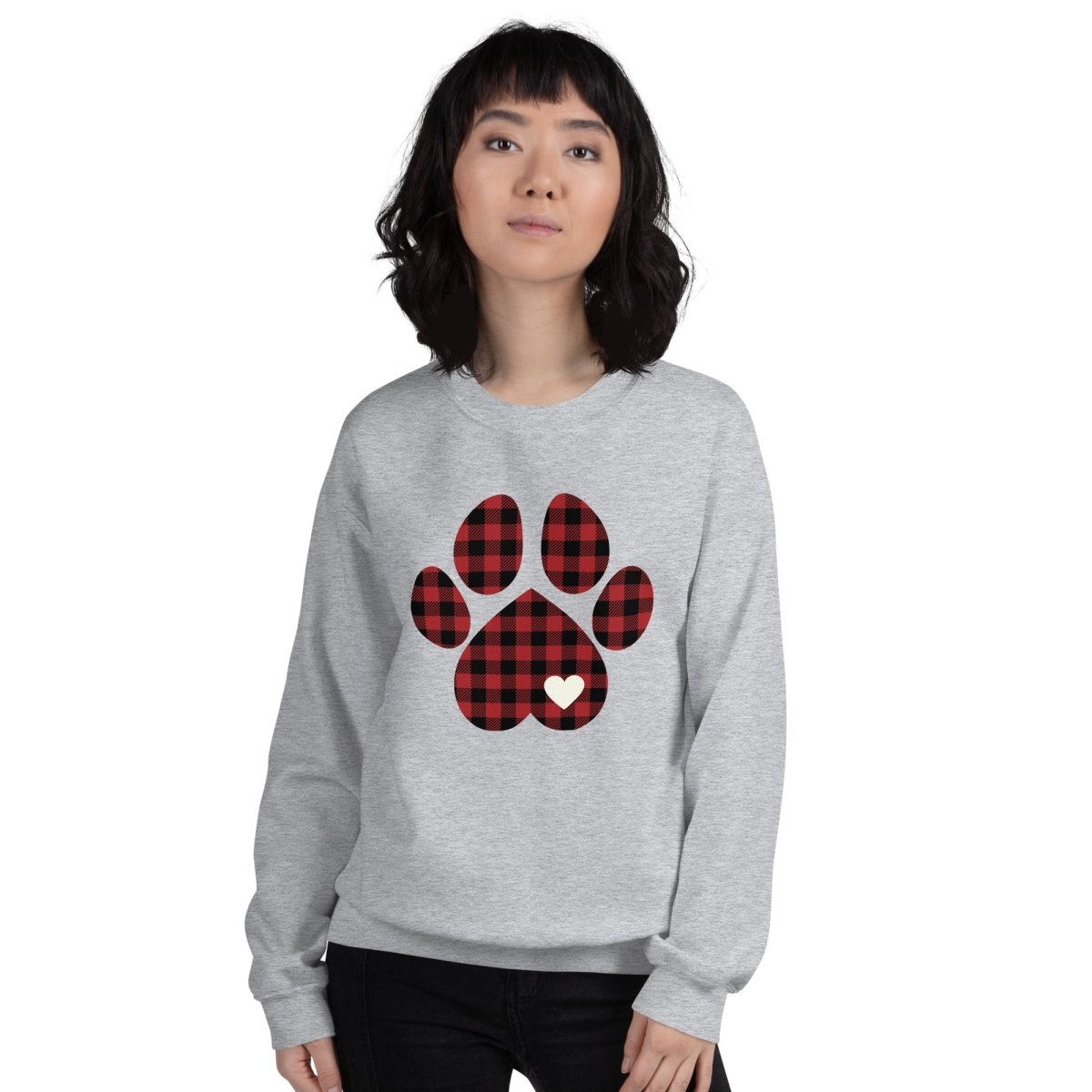 Red Plaid Dog Paw Sweatshirt