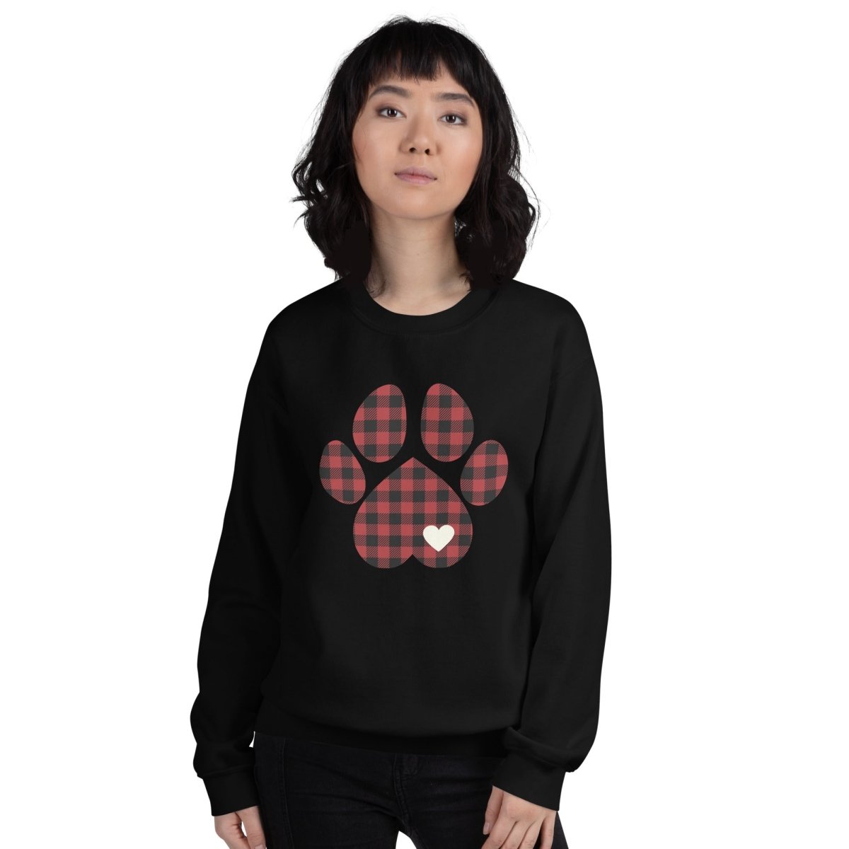 Red Plaid Dog Paw Sweatshirt