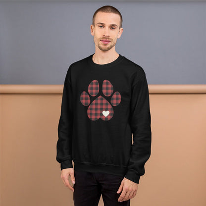 Red Plaid Dog Paw Sweatshirt