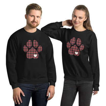 Red Plaid Dog Paw Sweatshirt