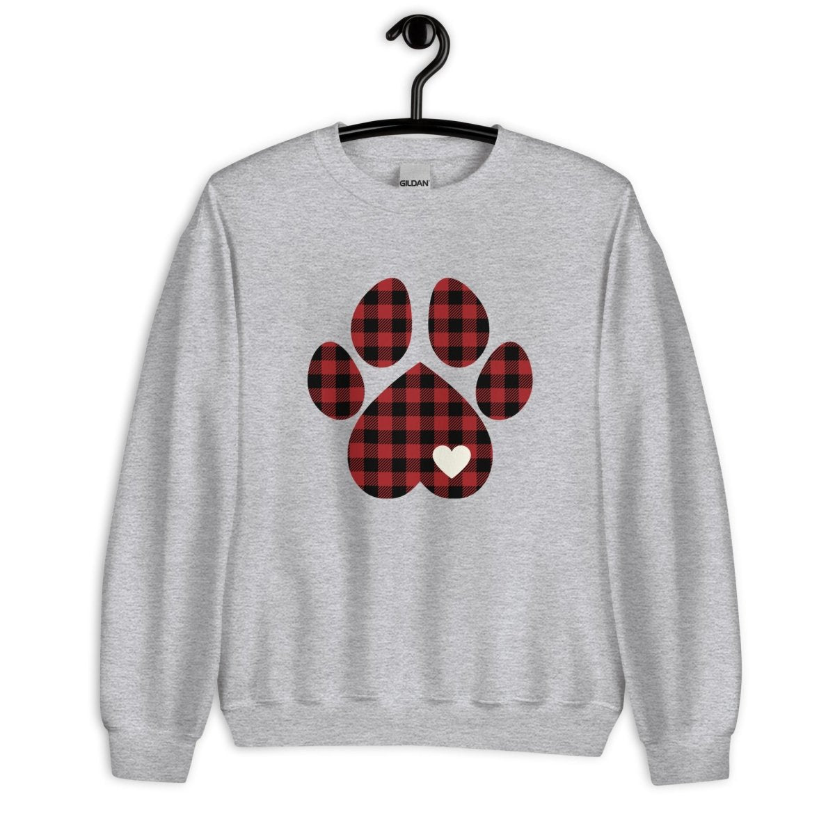 Red Plaid Dog Paw Sweatshirt