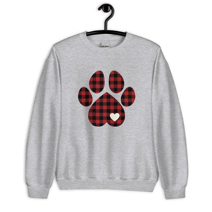 Red Plaid Dog Paw Sweatshirt