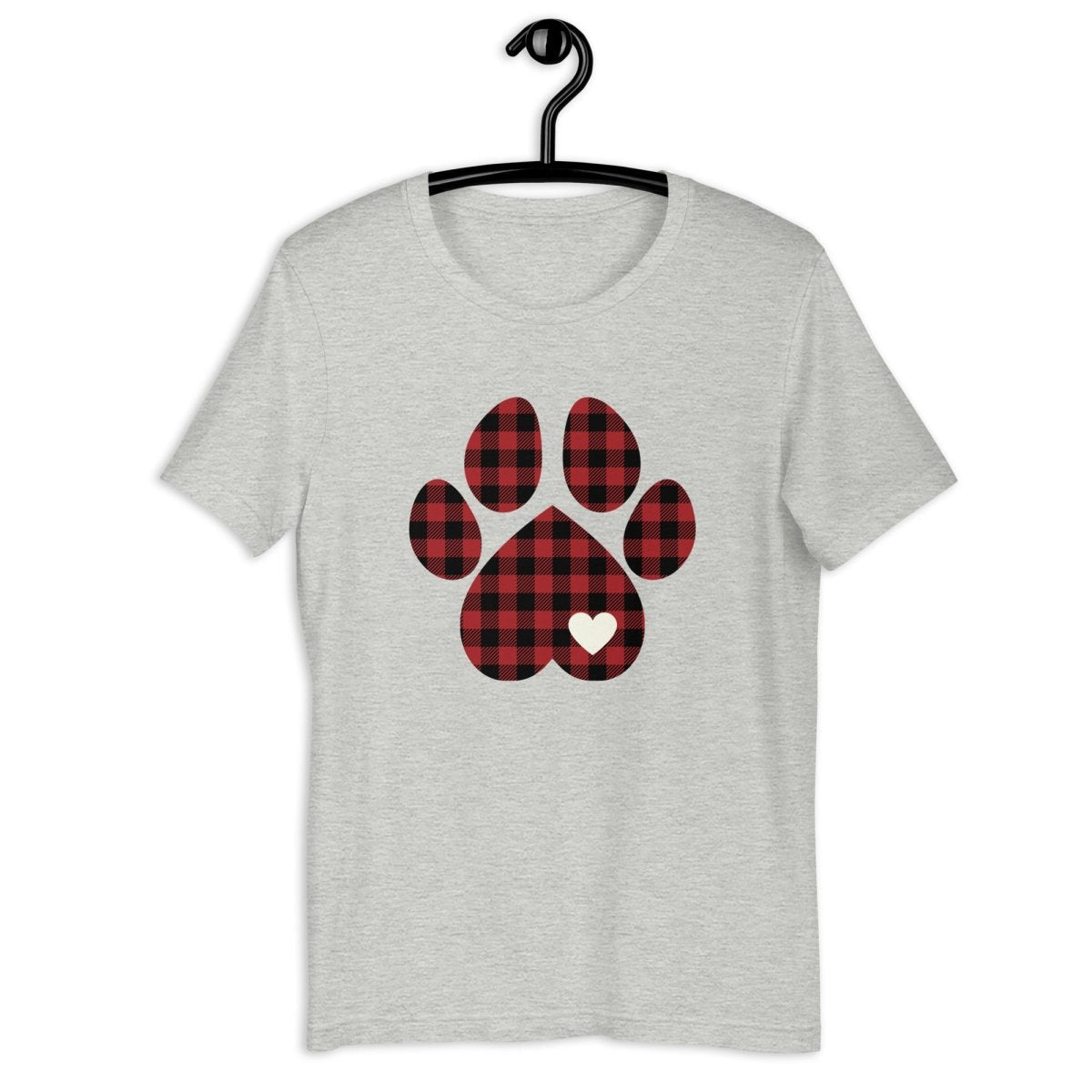 Red Plaid Dog Paw T-Shirt