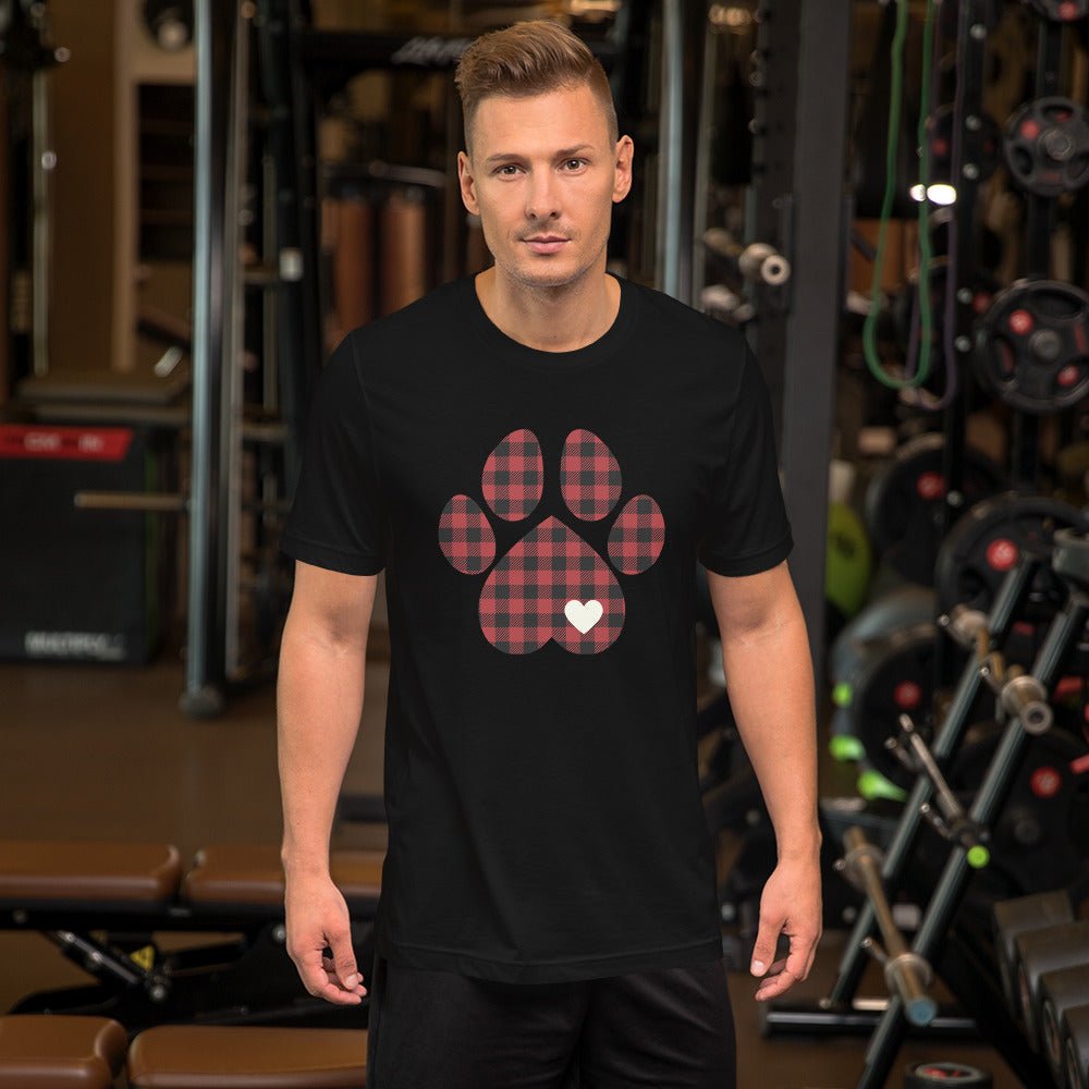 Red Plaid Dog Paw T-Shirt