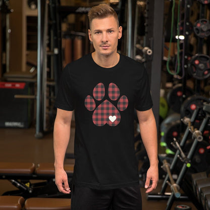 Red Plaid Dog Paw T-Shirt