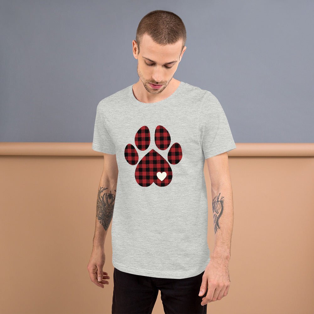Red Plaid Dog Paw T-Shirt