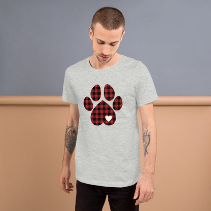 Red Plaid Dog Paw T-Shirt
