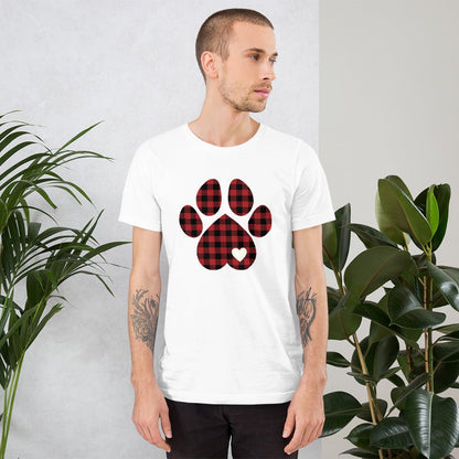 Red Plaid Dog Paw T-Shirt