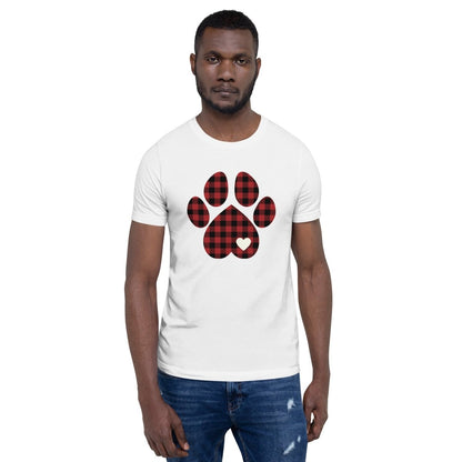 Red Plaid Dog Paw T-Shirt