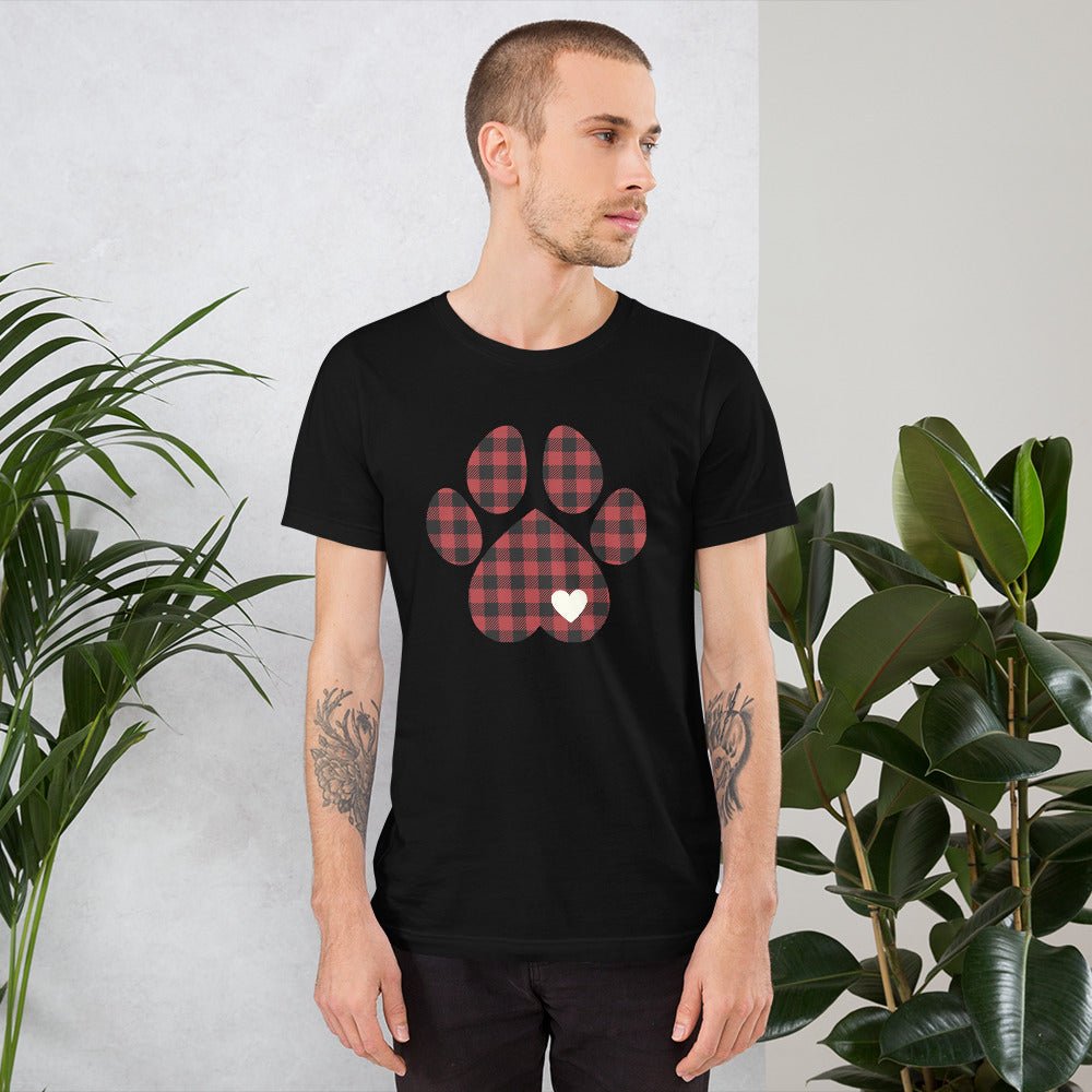 Red Plaid Dog Paw T-Shirt