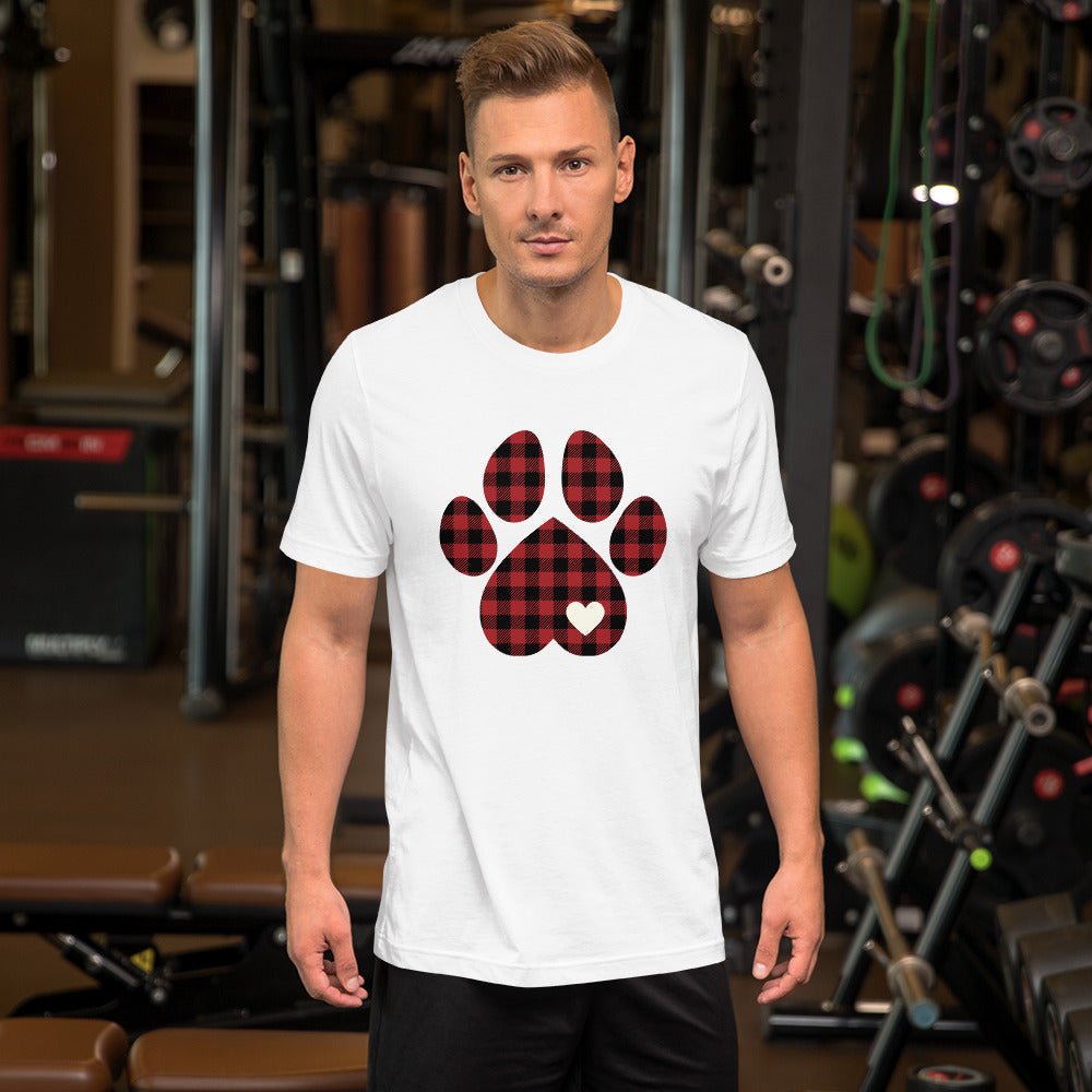 Red Plaid Dog Paw T-Shirt